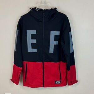 Neff Daily Softshell Snowboard Full Zip Hooded Jacket Red and Black Size M